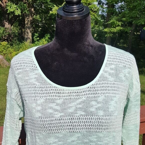 No Boundaries Long Sleeve Knit Top., Medium,  Mint - Picture 3 of 9
